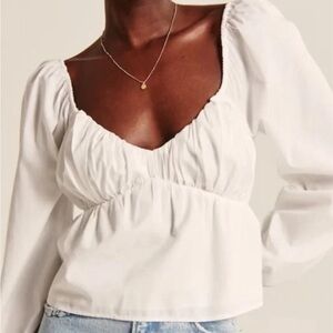 NWT Abercrombie Long-Sleeve Babydoll Poplin Top